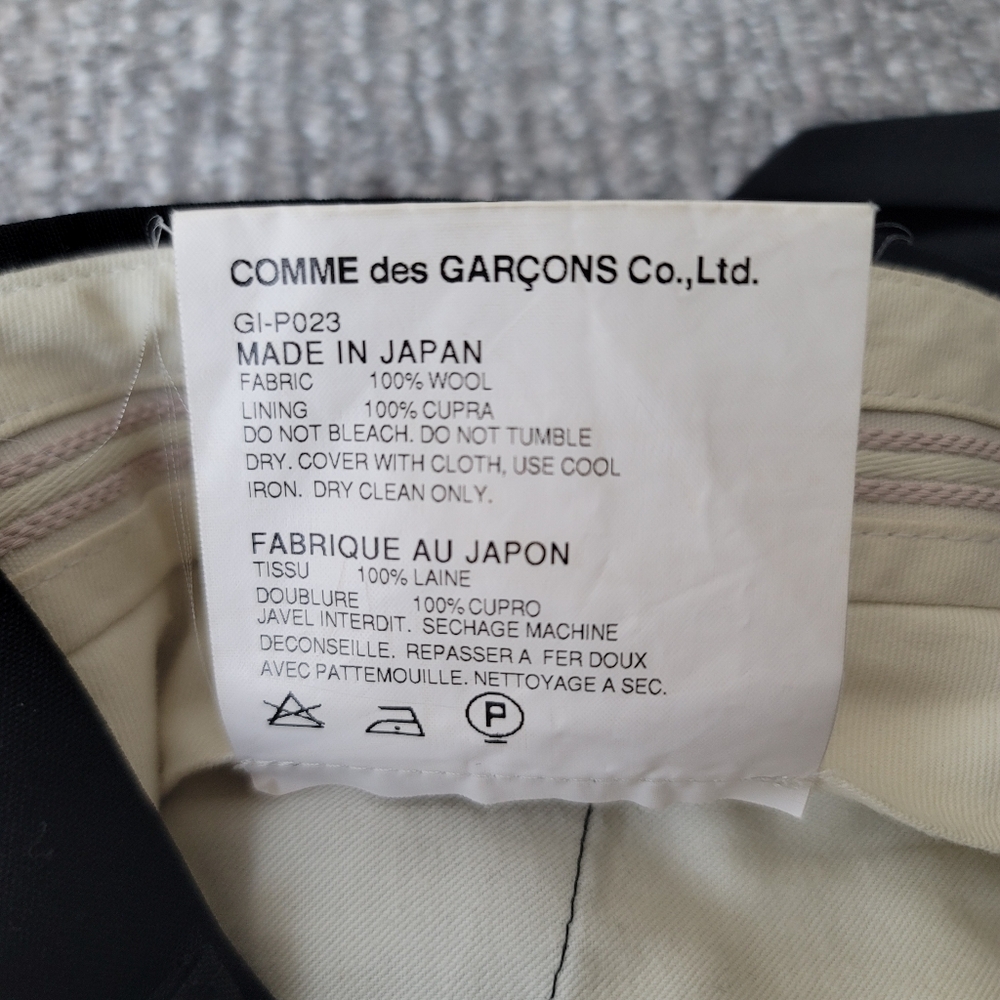 Comme des Garcons Straight Leg Wool Trousers Size Medium Color Black - Picture 10 of 11
